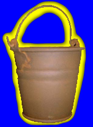 a small iron bucket highlighted yellow