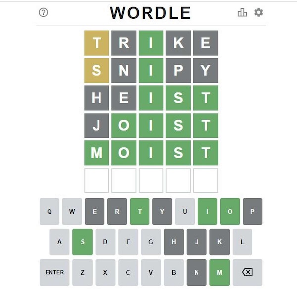 screenshot of Wordle