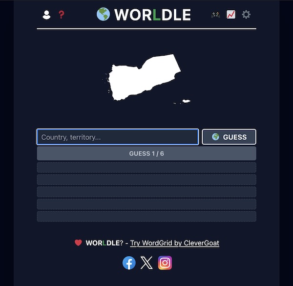 screenshot of Worldle