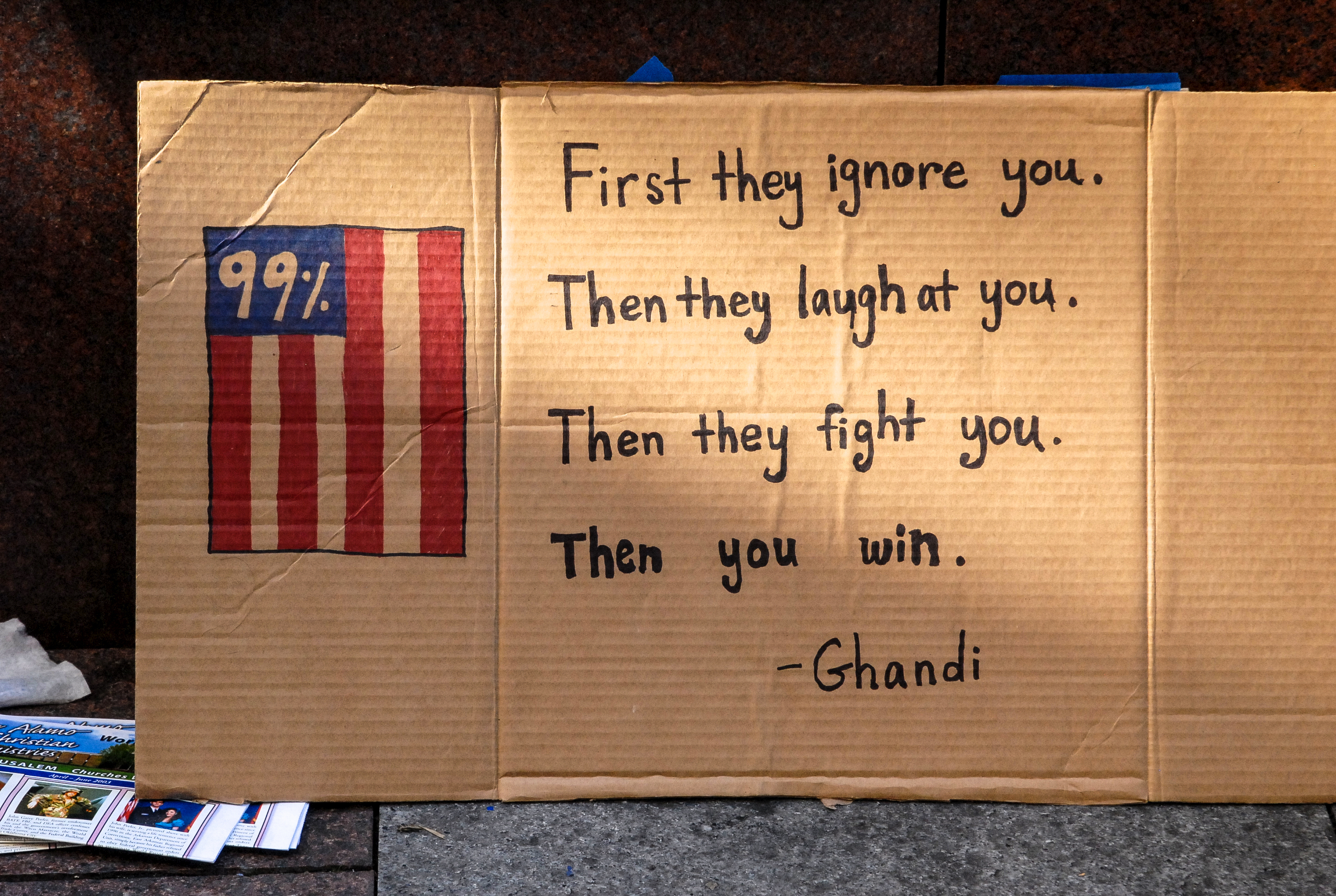 Ghandi, man. (Occupy Seattle 2011)<br />10/08/2011 @ 14:19<br />Camera: NIKON D200<br />Lens: Tamron SP AF 28-75mm f/2.8 XR Di LD Aspherical (IF) Macro (A09)