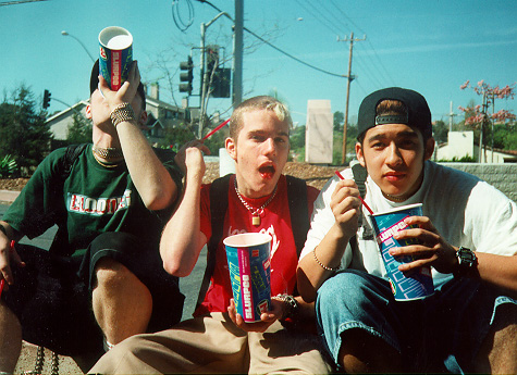 the band drinking slurpees on a corner in santa cruz